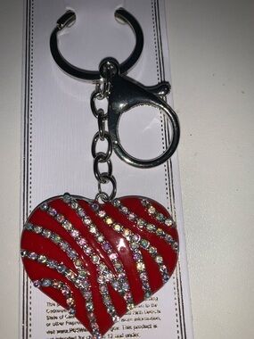 Heart bag/purse charm Keychain with Aurora borealis crystals
